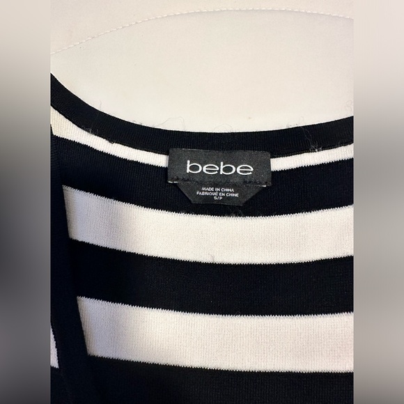 NWOT BEBE Black & White Striped Bodycon Dress🖤🤍 - Picture 4 of 7